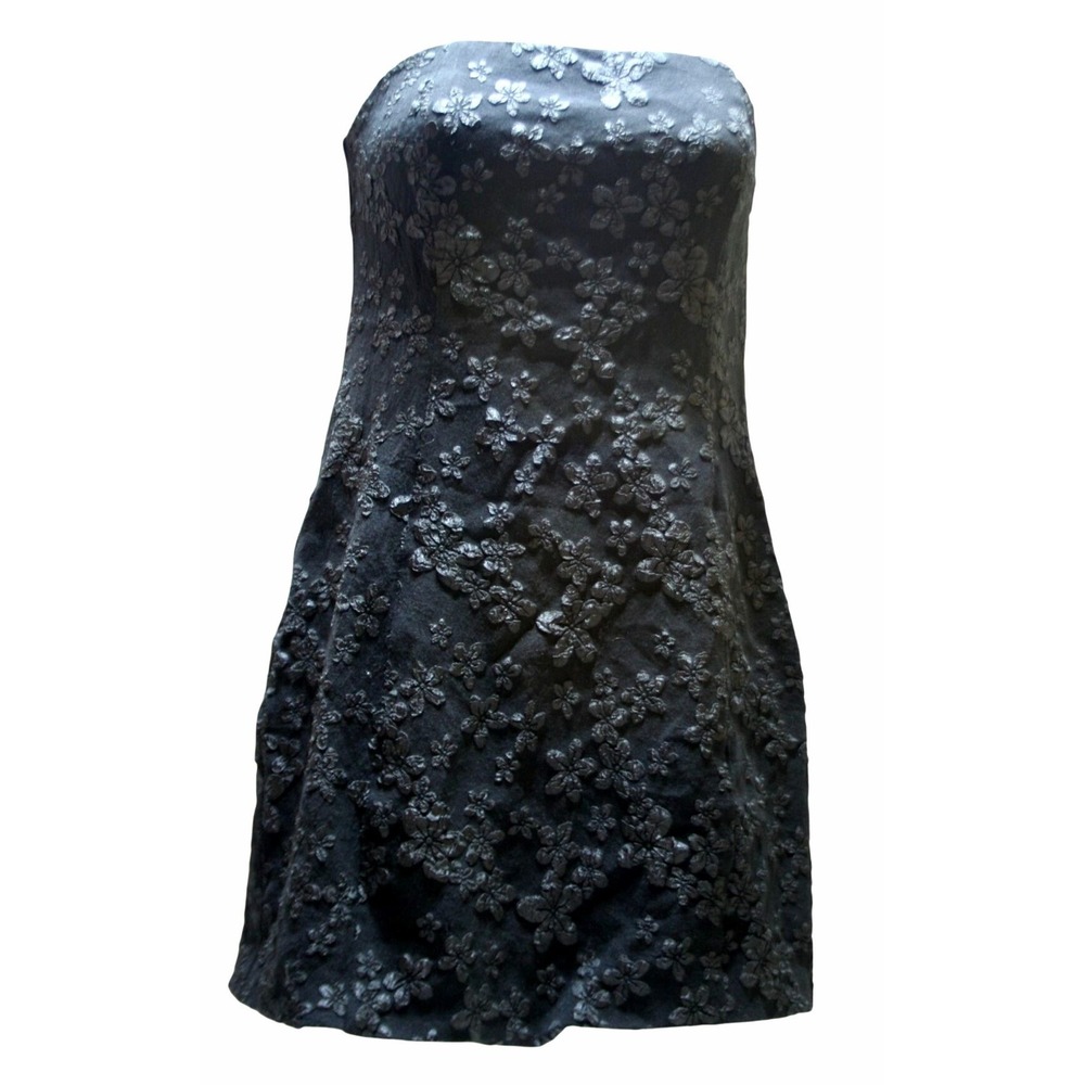 Princess Polly Black Strapless Floral‎ Appliqué Mini Dress Size 6 Party Cocktail